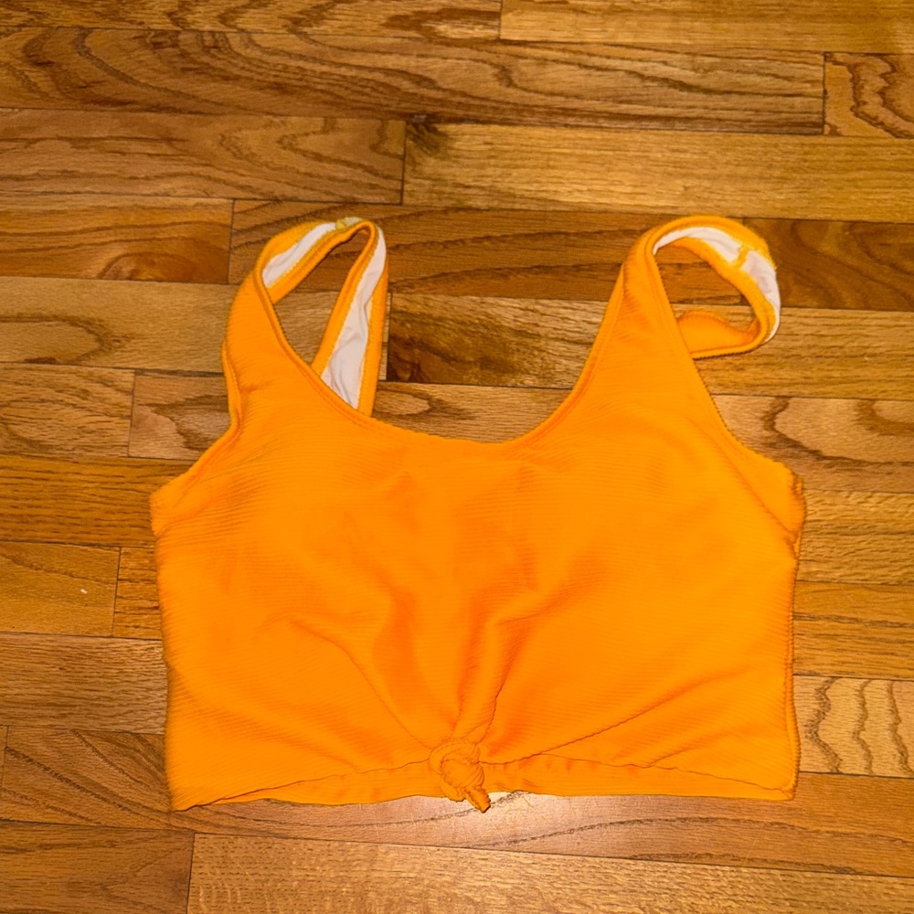 New Coral Reef marigold travelor Knot Front Crop swim top size XL